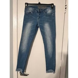 VIP Jeans Womens Medium Wash Frayed Fringe Hem Skinny Jeans Size 5/6 2-80177M